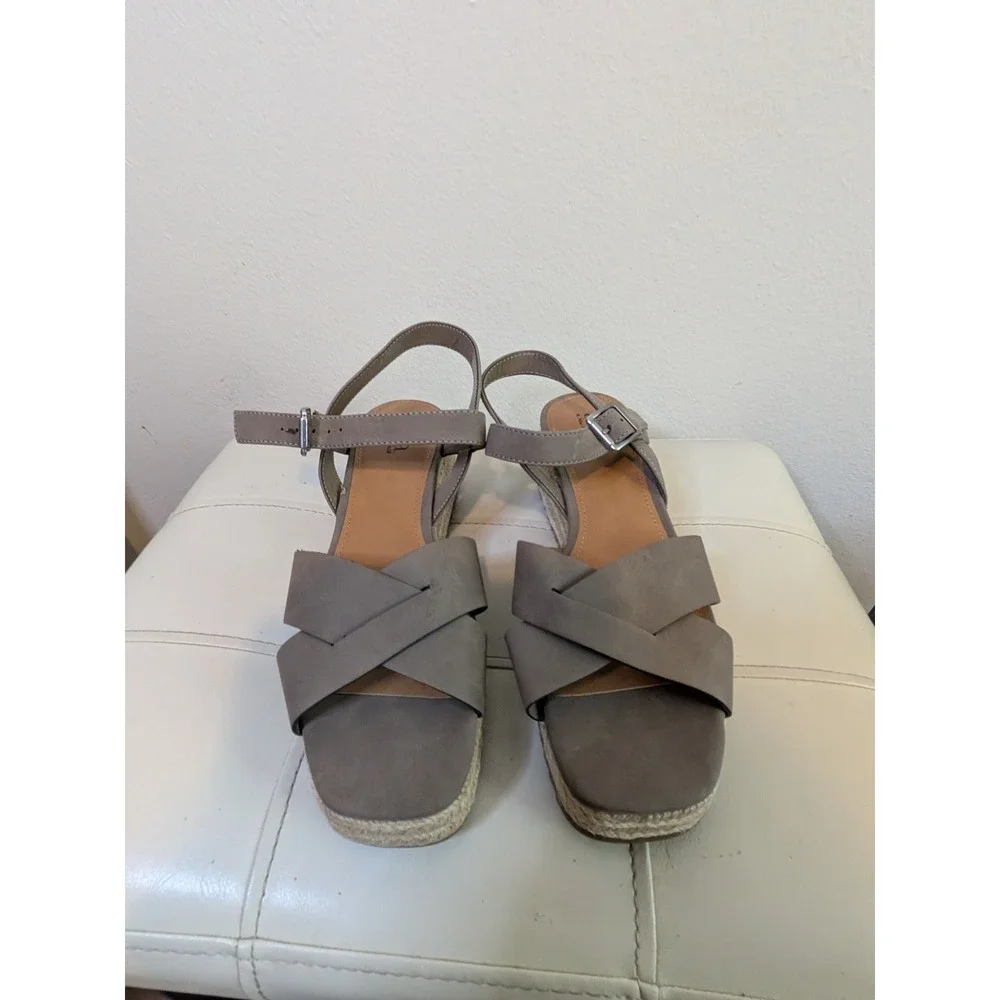 a.n.a‎ a new approach Taupe Faux Suede Espadrille Platform Wedge Sandals Mens 8